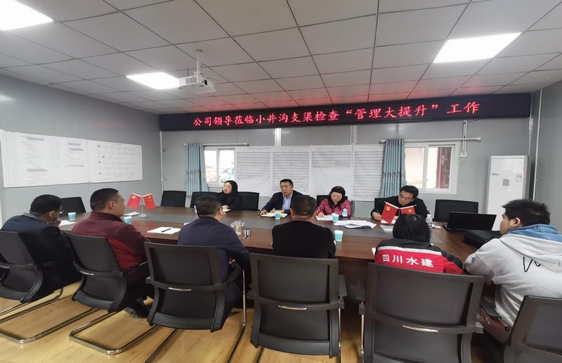 公司副總經理李銀剛一行到小井溝支渠工程項目部開展“管理大提升”工作專項檢查